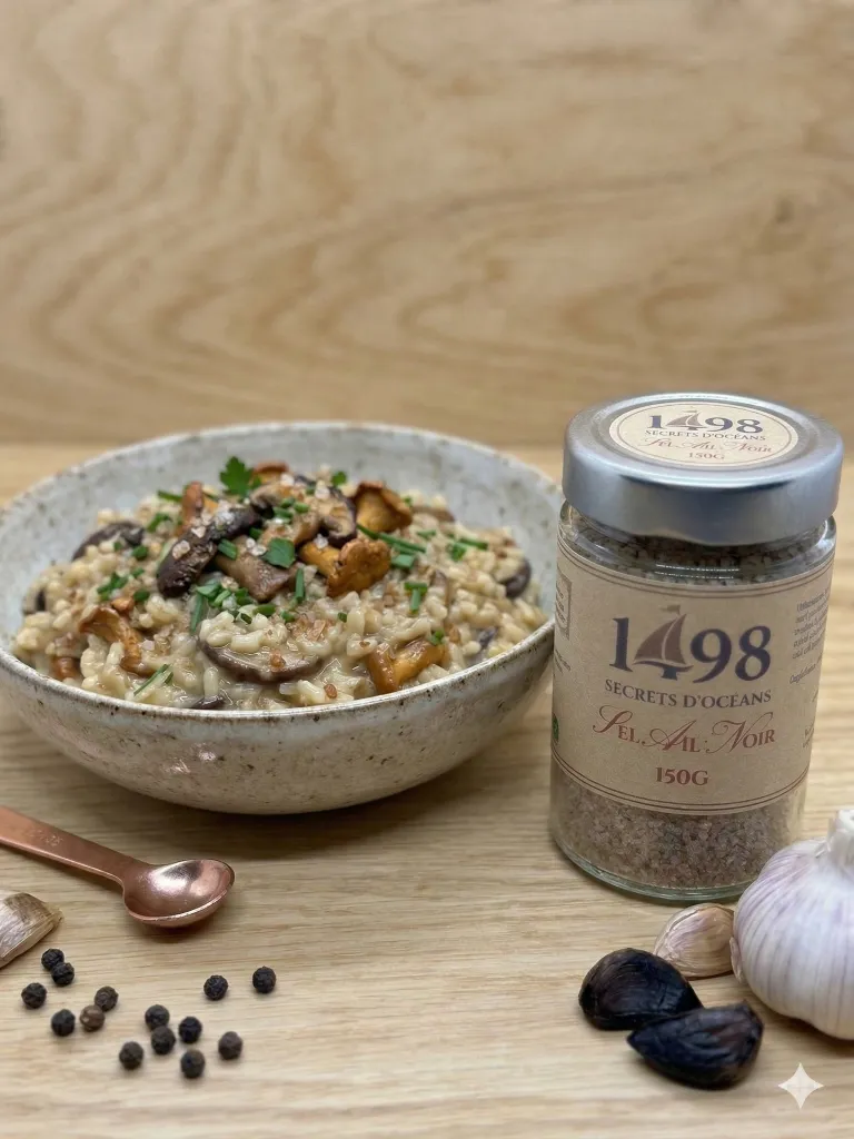 Mise en situation culinaire de Sel à l'Ail Noir