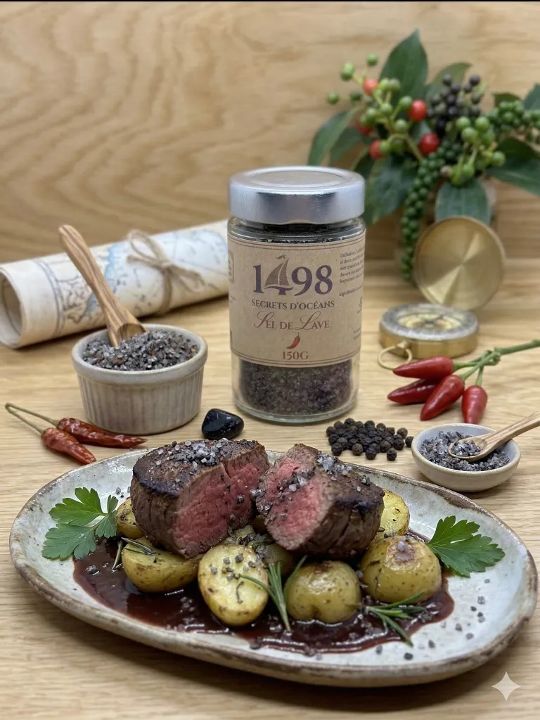 Mise en situation culinaire de Sel de Lave