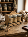 Mise en situation décorative du Présentoir Trio 1498 à 3 pots
