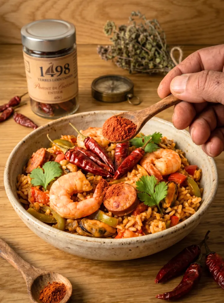 Mise en situation culinaire de Piment de Cayenne entier