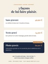 Les 3 coffrets : sans gravure, texte gravé, photo gravée