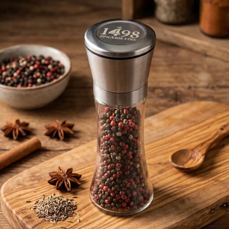 Moulin à Épices Premium en Verre et Inox – Mécanisme Céramique